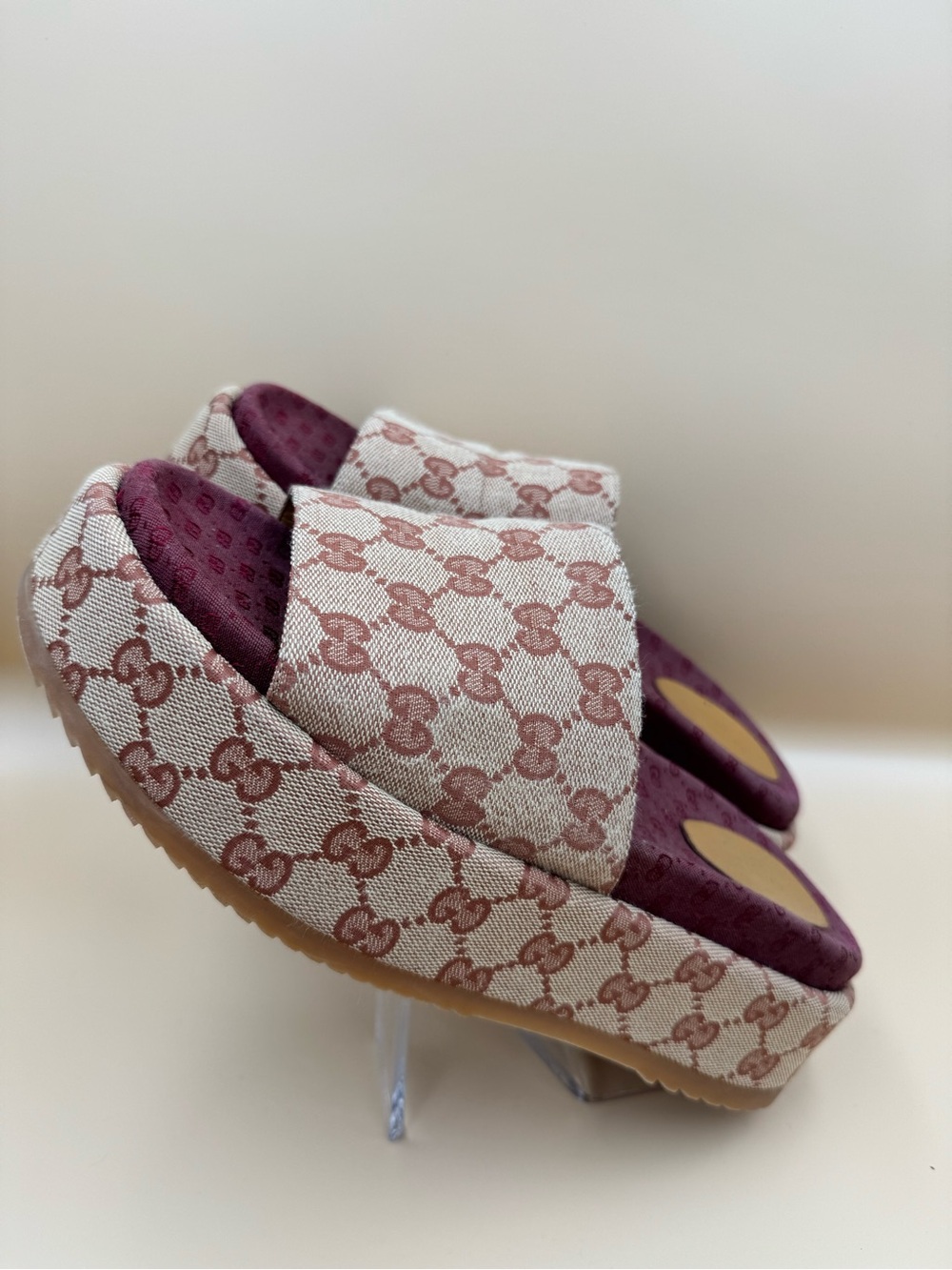 Gucci GG Supreme Platform Sandals EU 40 Canvas Slides - Picture 9 of 15